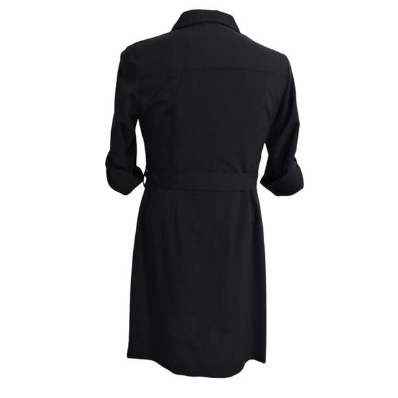 Sharagano Navy Blue Shirt Dress Gold Accents & Belt Size 12 - Picture 8 of 9